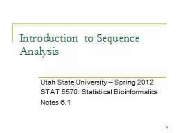 1 Introduction to Sequence Analysis