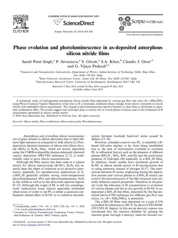 Phaseevolutionandphotoluminescenceinas-depositedamorphoussiliconnitrid