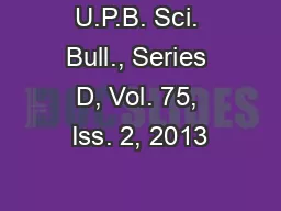 U.P.B. Sci. Bull., Series D, Vol. 75, Iss. 2, 2013