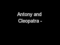Antony and Cleopatra -