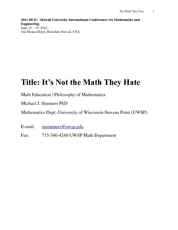 Not Math They Hate