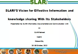 SLARI’S Vision for Effective Information and knowledge sh