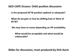 GEO-CAPE Oceans: Orbit