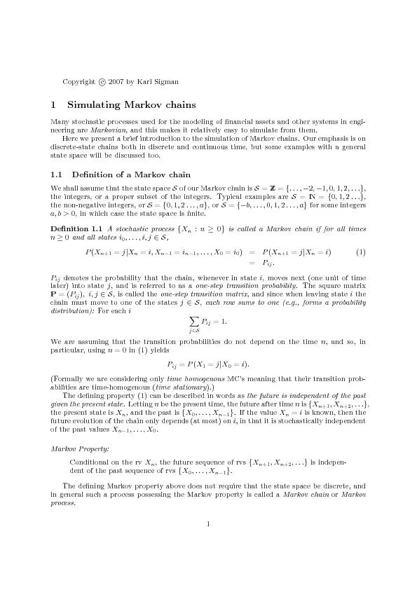 Remark1.1AMarkovchainwithnon-stationarytransitionprobabilitiesisallowe