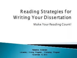 Reading Strategies for    Writing Your Dissertation