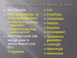 Chapter 2 Section 1: What is life?