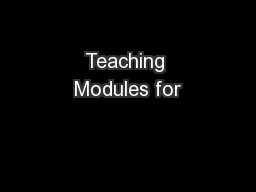 Teaching Modules for