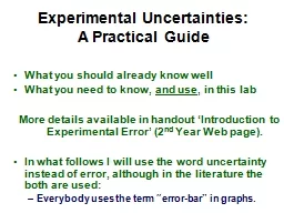 Experimental Uncertainties: