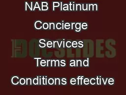 NAB Platinum Concierge Services Terms and Conditions effective