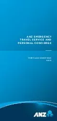 ANZ Emergency Travel Service and Personal Concierge TERMS AND CONDITIONS