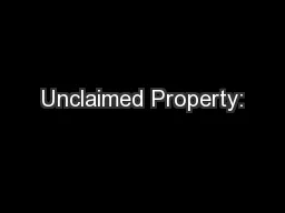 Unclaimed Property: