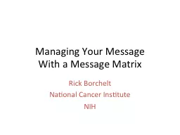 Managing Your Message