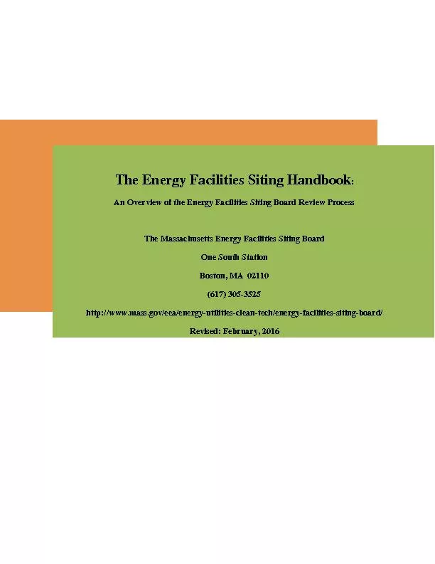 The Energy Facilities Siting Handbook