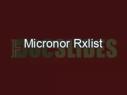 Micronor Rxlist