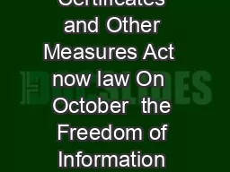 October  Freedom of Information Removal of Conclusive Certificates and Other Measures
