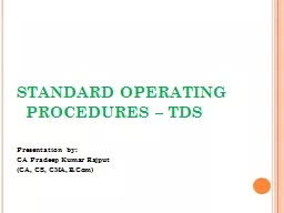 STANDARD OPERATING PROCEDURES – TDS