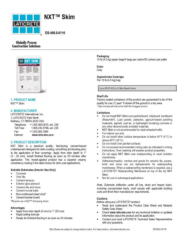 Data Sheets are subject to change without notice. For latest revision,