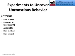 Experiments to Uncover