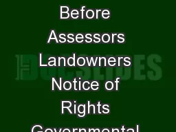 Landowners Notice of Rights Condemnation by a Governmental Entity Proceedings Before Assessors