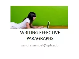 WRITING EFFECTIVE PARAGRAPHS