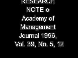 RESEARCH NOTE o Academy of Management Journal 1996, Vol. 39, No. 5, 12
