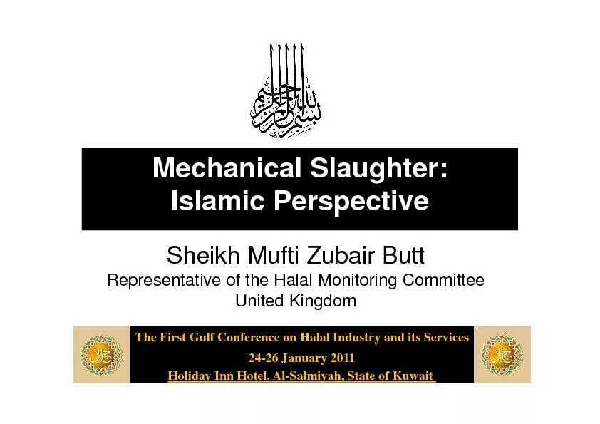 Mechanical Slaughter: Islamic Perspective