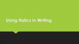 Using Italics in Writing