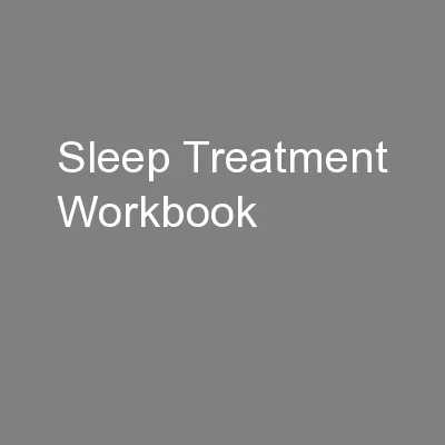 Sleep Treatment Workbook