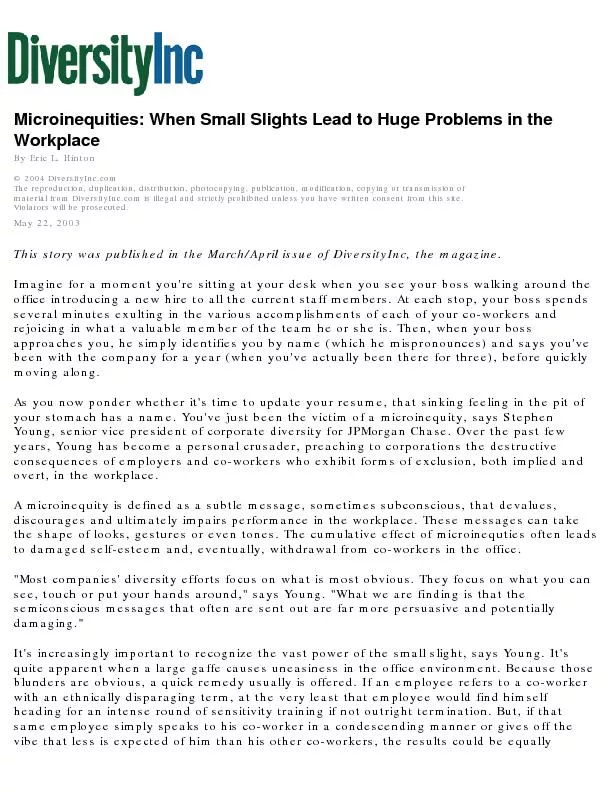 Microinequities: When Small Slights Lead to Huge Problems in the Workp