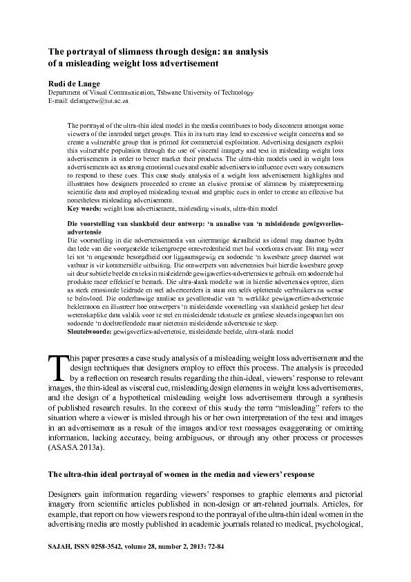 SAJAH, ISSN 0258-3542, volume 28, number 2, 2013: 72-84The portrayal o