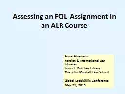 Assessing an FCIL Assignment in an ALR Course