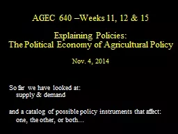 AGEC 640 –Weeks