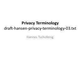 Privacy Terminology