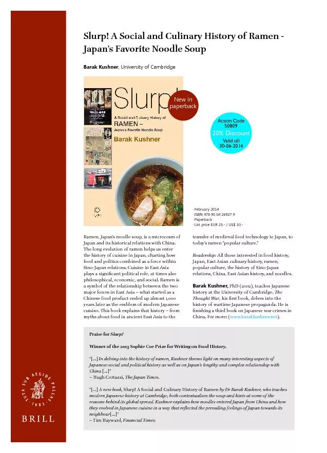 Slurp! A Social and Culinary History of Ramen -