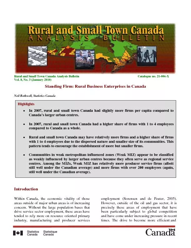 Rural and Small Town Canada Analysis Bulletin Catalogue no. 21-006-X V