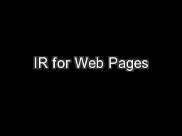 IR for Web Pages