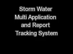 Storm Water Multi Application and Report Tracking System
