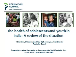 The health of adolescents and youth in India: A review of t