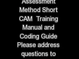 The Short Confusion Assessment Method Short CAM  Training Manual and Coding Guide Please