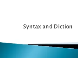 Syntax and Diction