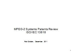 MPEG-2 Systems Patents Review
