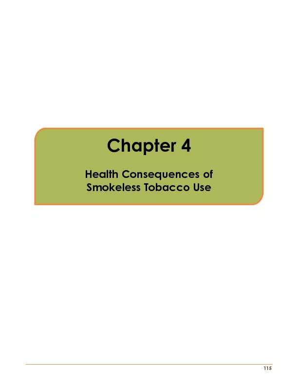 Chapter 4 Health Consequences   Smokeless Tobacco Use