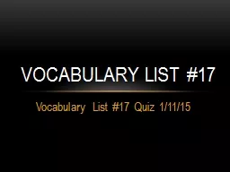 Vocabulary List #