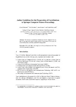 Author Guidelines for the Preparation of Contributions to Springer Computer Sc i