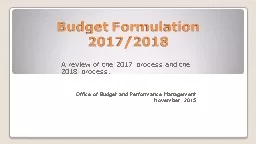 Budget Formulation