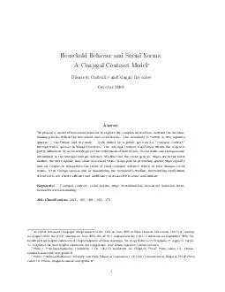 Household Behavior and Social Norms A Conjugal Contract Model Elisabeth Cudeville and