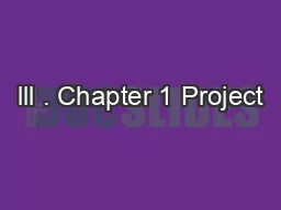 lll . Chapter 1 Project