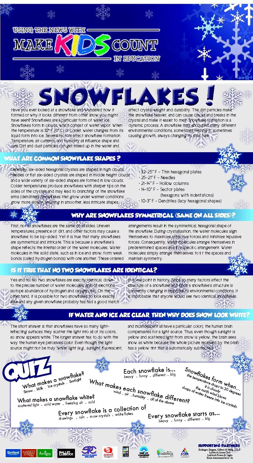 WHAT ARE COMMON SNOWFLAKE SHAPES ?