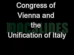 Congress of Vienna and the Unification of Italy