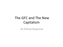 The GFC and The New Capitalism